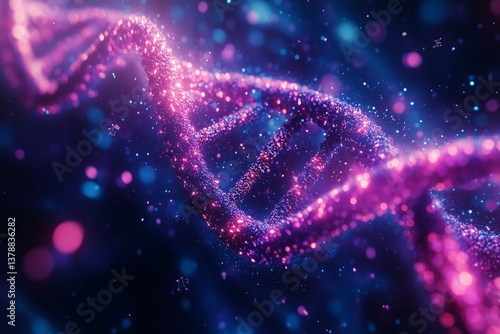 Colorful DNA Double Helix Structure Against a Cosmic Background Revealing the...