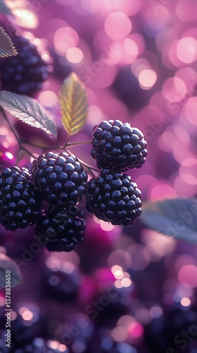 Berries Glisten Under Soft Light in a Vibrant Garden During Early Evening Hours