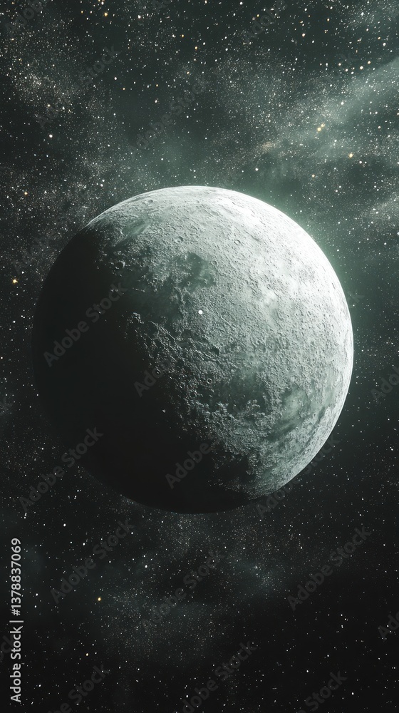 Distant Moon in Space Background, Abstract Celestial Body Distant Moon in Space Background, Abstract Celestial Body