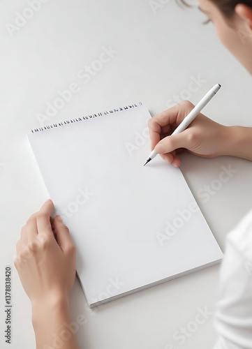 A Person Writing in a Clean Notebook