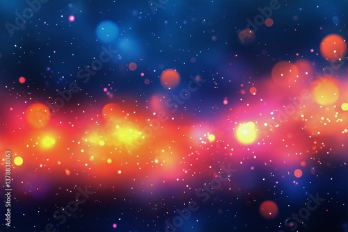 Colorful Bokeh Lights Create a Vibrant Atmosphere in Artistic Display at Even...