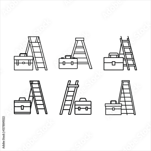 Ladder and Toolbox Icon | Construction Tools Vector Graphic for Digital Use