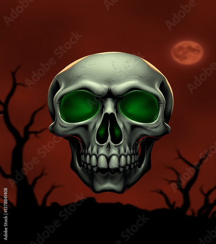 skull on black background