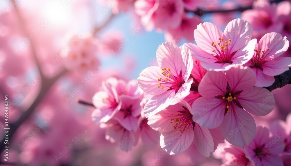 Vibrant sakura explosion, full bloom, overlapping petals, bright, background, vibrant Vibrant sakura explosion, full bloom, overlapping petals, bright, background, vibrant