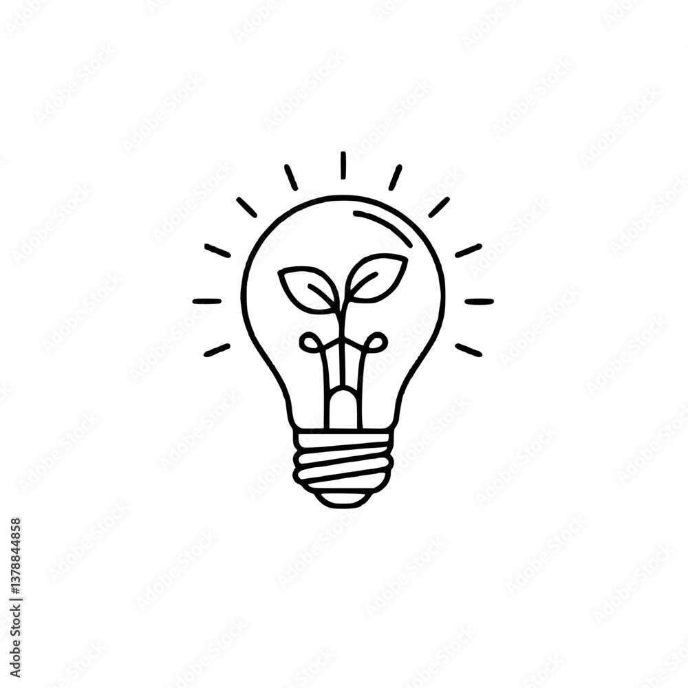 A light bulb icon with a plant for the concept of green energy and innovative ideas A light bulb icon with a plant for the concept of green energy and innovative ideas