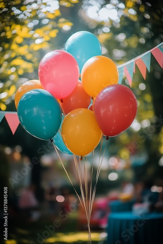 Colorful Balloons With Polka Dots at an Outdoor Party During Sunny Day