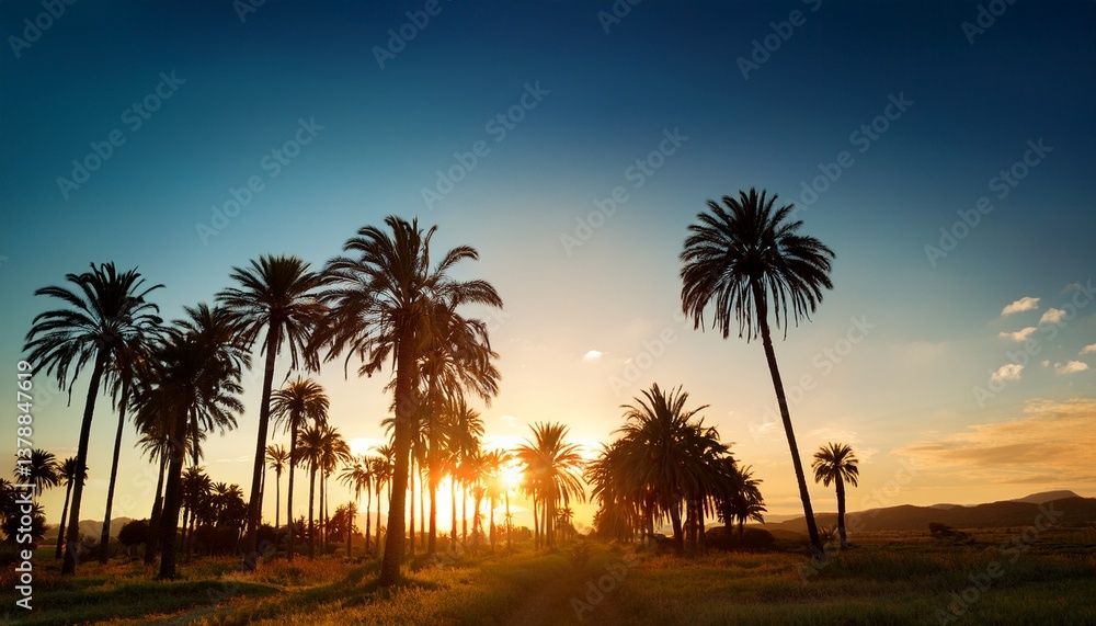 Obraz premium palm trees in sunset