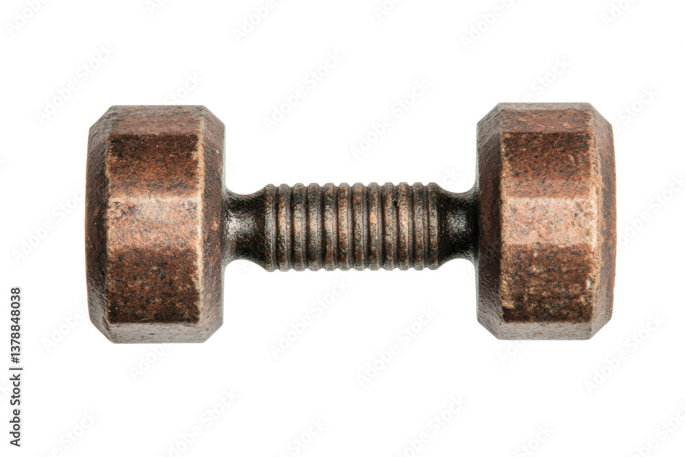 Rustic iron dumbbell isolated on black background, cut out Rustic iron dumbbell isolated on black background, cut out