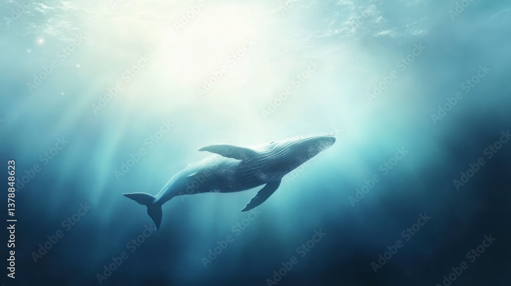 Fototapeta premium Majestic Whale In Deep Ocean Water