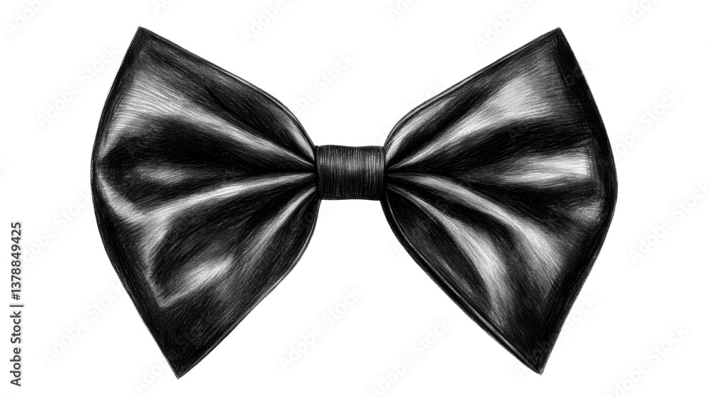 Elegant black bow tie design with detailed texture and shading Elegant black bow tie design with detailed texture and shading
