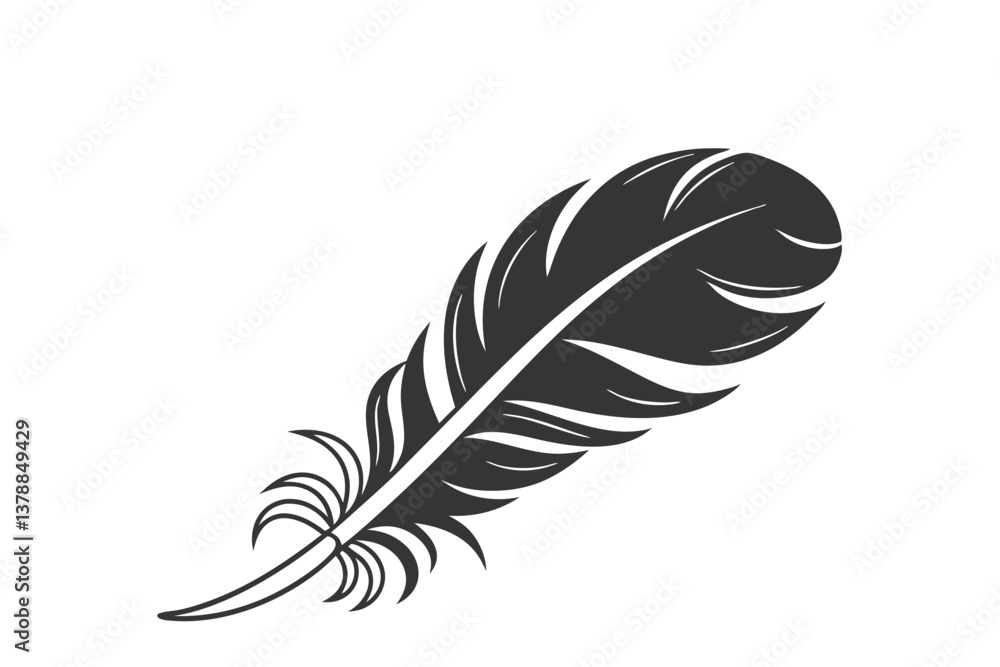 Fototapeta premium silhouette black feather icon black