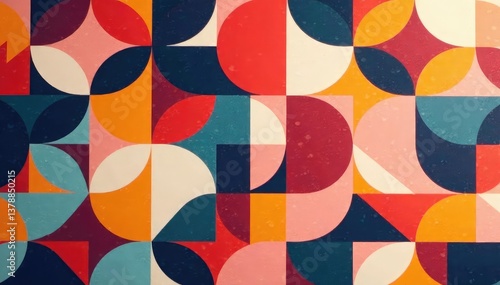 Wallpaper Mural Abstract geometric shapes in muted tones form a cohesive interior design repeat pattern , illustration, pattern design Torontodigital.ca
