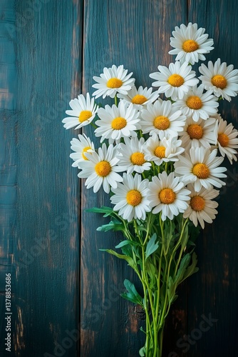Bright Daisies Arranged on a Rustic Wooden Background Enhance Natural Beauty ...