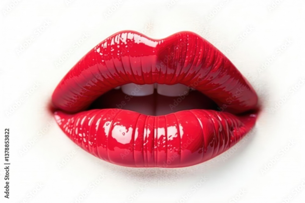Bold red lipstick smear against pure white backdrop , simple, texture Bold red lipstick smear against pure white backdrop , simple, texture