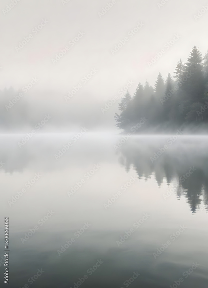 Misty Lake Landscape in the Morning Misty Lake Landscape in the Morning