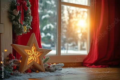 Cozy Winter Morning With Festive Decor and Sunlight Streaming Through the Window