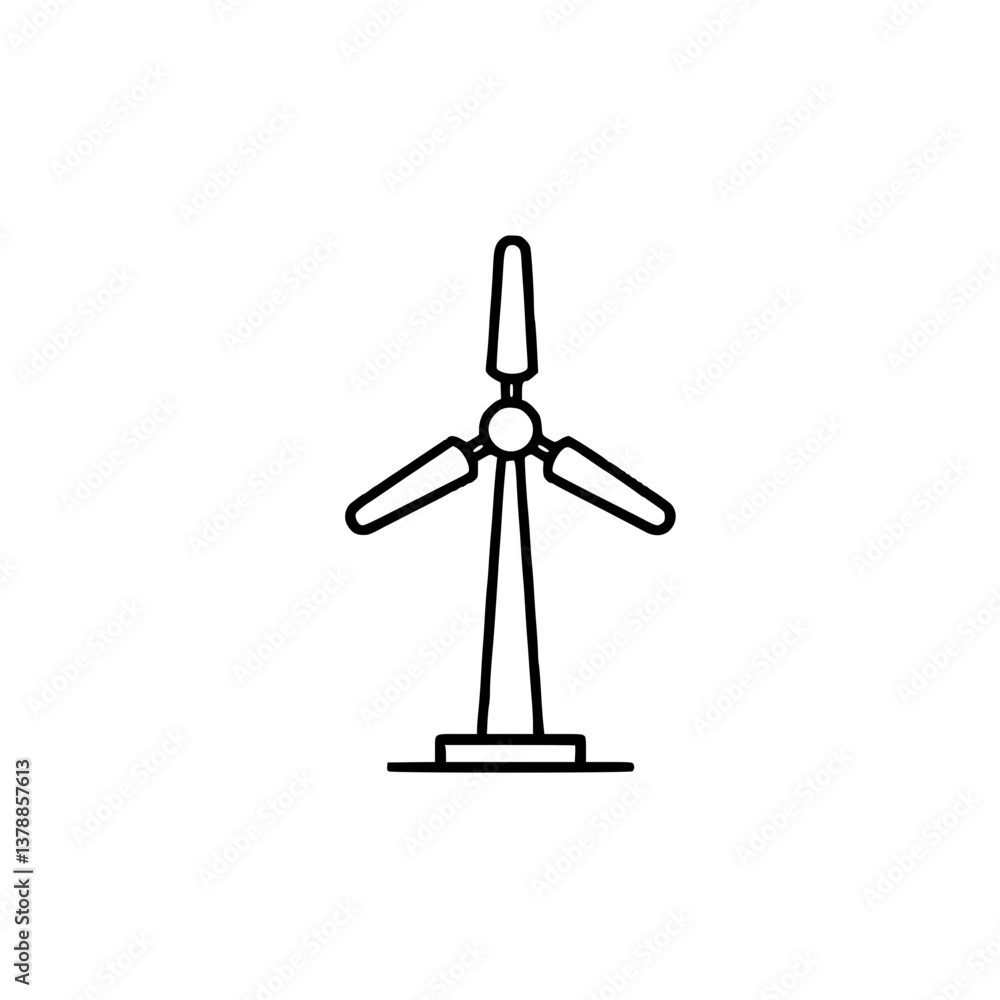Icon of a wind turbine representing renewable energy and sustainability Icon of a wind turbine representing renewable energy and sustainability