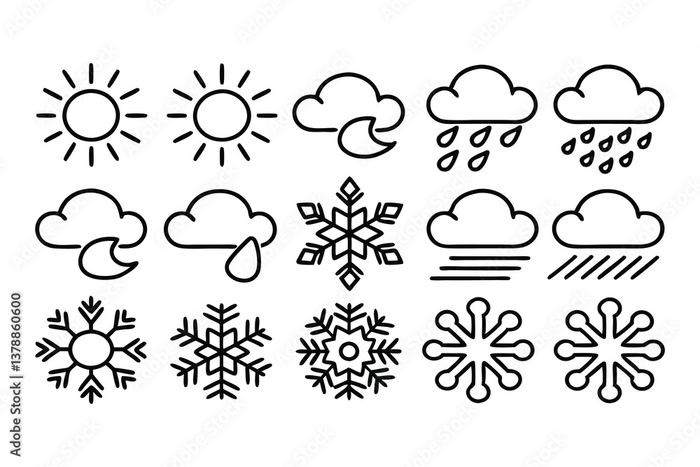 Fototapeta premium weather editable stroke outline icons set isolated