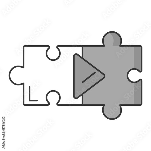 Play Puzzle Piece Icon representing media content integration, problem solving, and solution strategy.