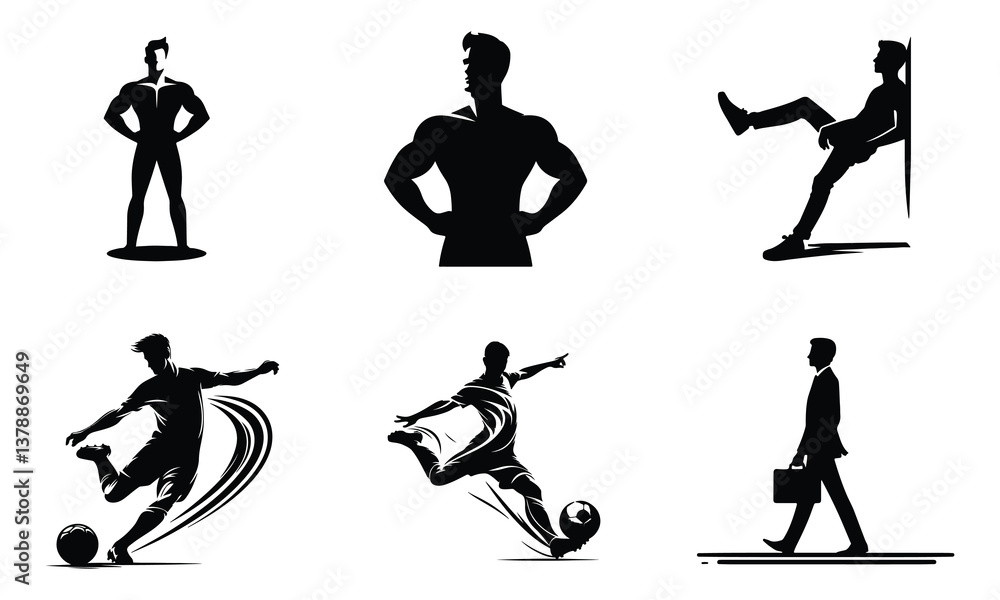 Powerful Man Silhouettes: Strength, Music, and Expression Powerful Man Silhouettes: Strength, Music, and Expression