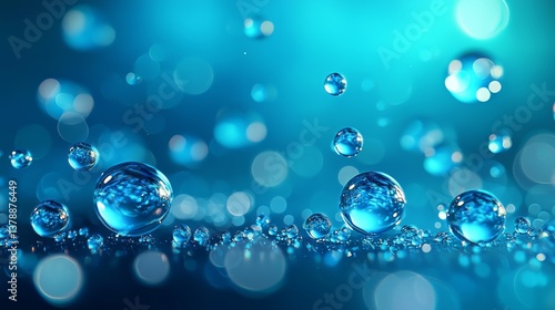 Wallpaper Mural Mesmerizing macro photography, vibrant blue water droplets on a reflective surface Torontodigital.ca