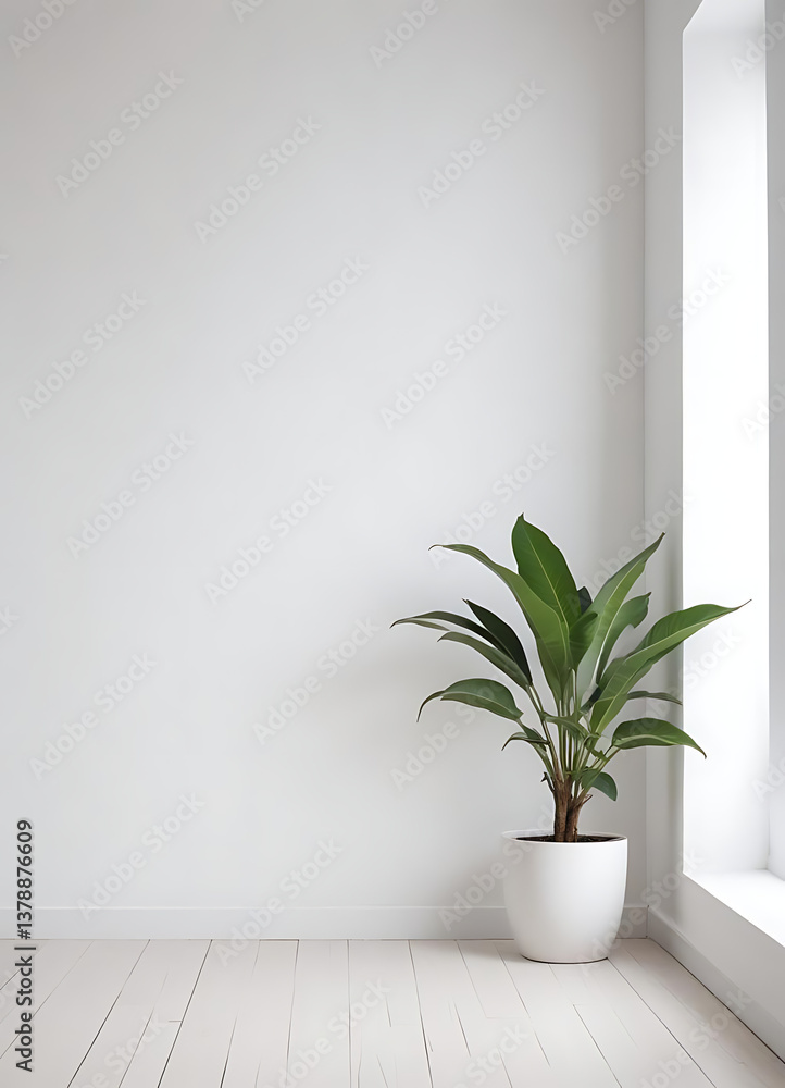 Indoor Plant in Minimalistic White Room Indoor Plant in Minimalistic White Room