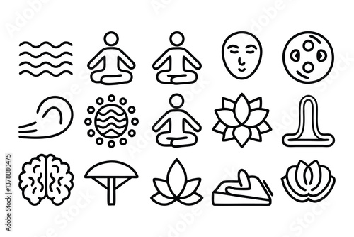 yoga  meditation  and mind relax editable stroke