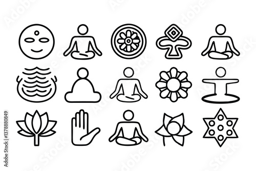 yoga  meditation  and mind relax editable stroke