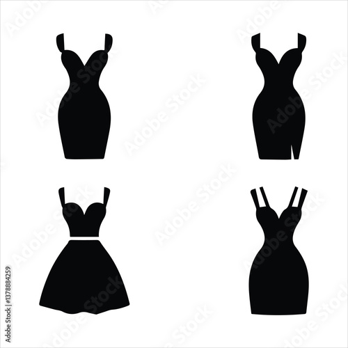Silhouettes of Dancing Women in Fashionable Dresses