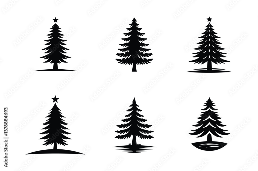Obraz premium set of christmas trees icon vector illustration 