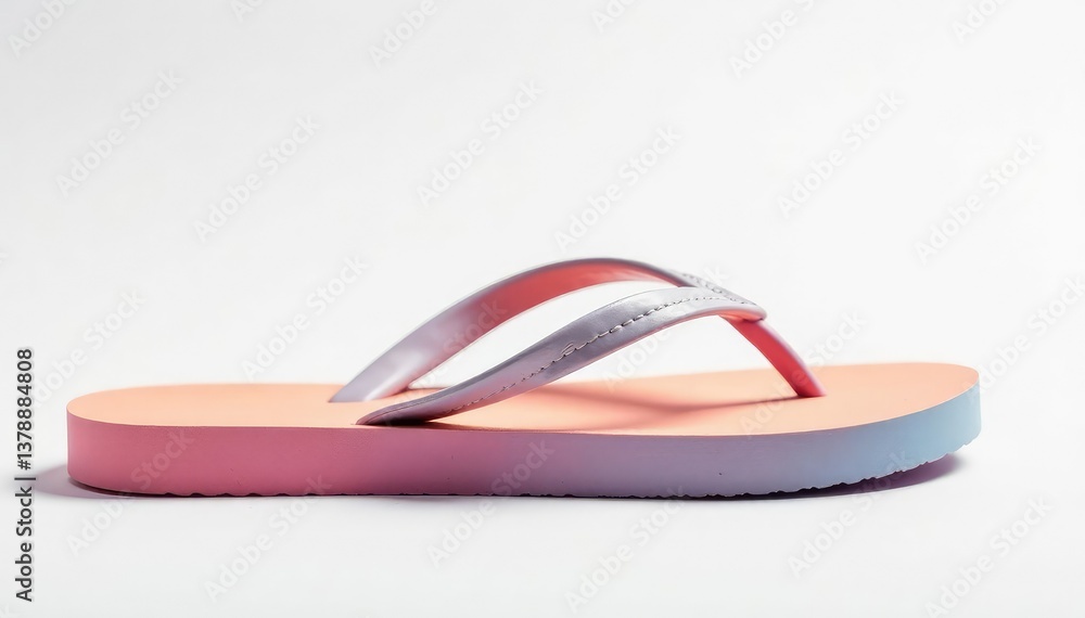 Close-up of a single flip-flop against a stark white backdrop , product shot, comfort Close-up of a single flip-flop against a stark white backdrop , product shot, comfort