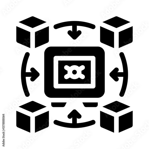 blockchain glyph icon