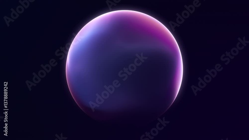 Gradient coloured minimalistic energy orb on dark technology background. Shiny pink purple magic plasma sphere. Luxury digital fantasy neon ball. Bright flowing shape template. 4k 60fps looped graphic