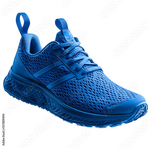Vibrant Blue Cross Training Shoes with Flexible Sole Isolated on Transparent Background