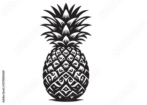 pineapple logo vector silhouette design, pineapple logo icon silhouette, pineapple tropical fruit, minimalist black silhouette of pineapple fruit isolated on white background