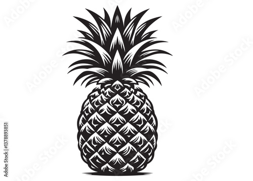 pineapple logo vector silhouette design, pineapple logo icon silhouette, pineapple tropical fruit, minimalist black silhouette of pineapple fruit isolated on white background