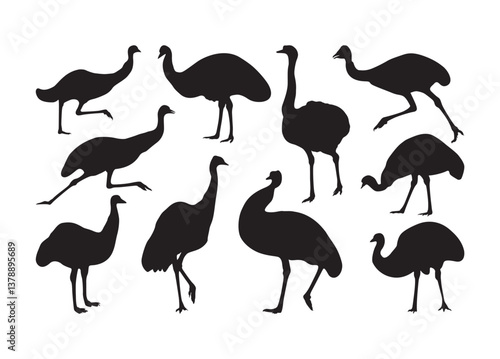 Emu vector, Emu clipart, Emu silhouette
