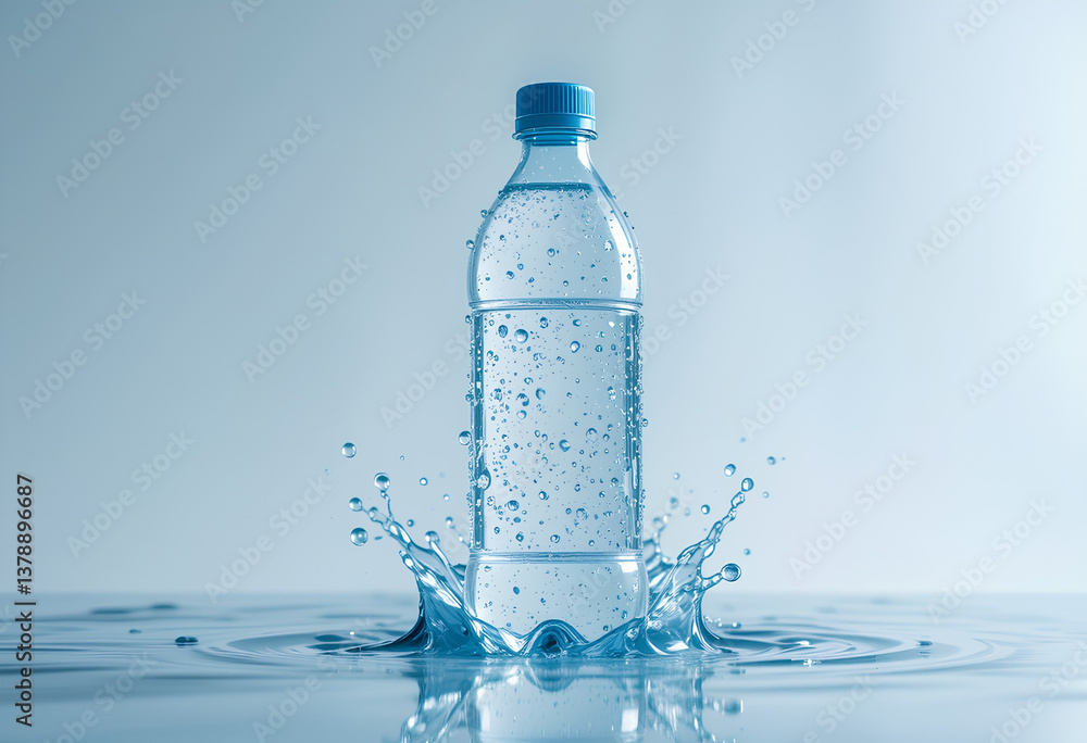 A clear plastic bottle of mineral water, isolated and full, offers a fresh, healthy drink A clear plastic bottle of mineral water, isolated and full, offers a fresh, healthy drink