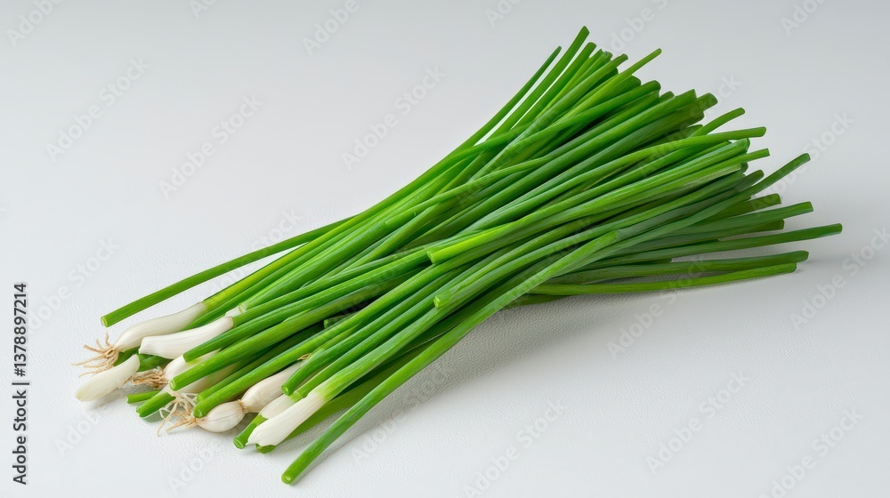 A beautiful bunch of fresh green onions isolated on white background showcasing vibrant colors and quality A beautiful bunch of fresh green onions isolated on white background showcasing vibrant colors and quality