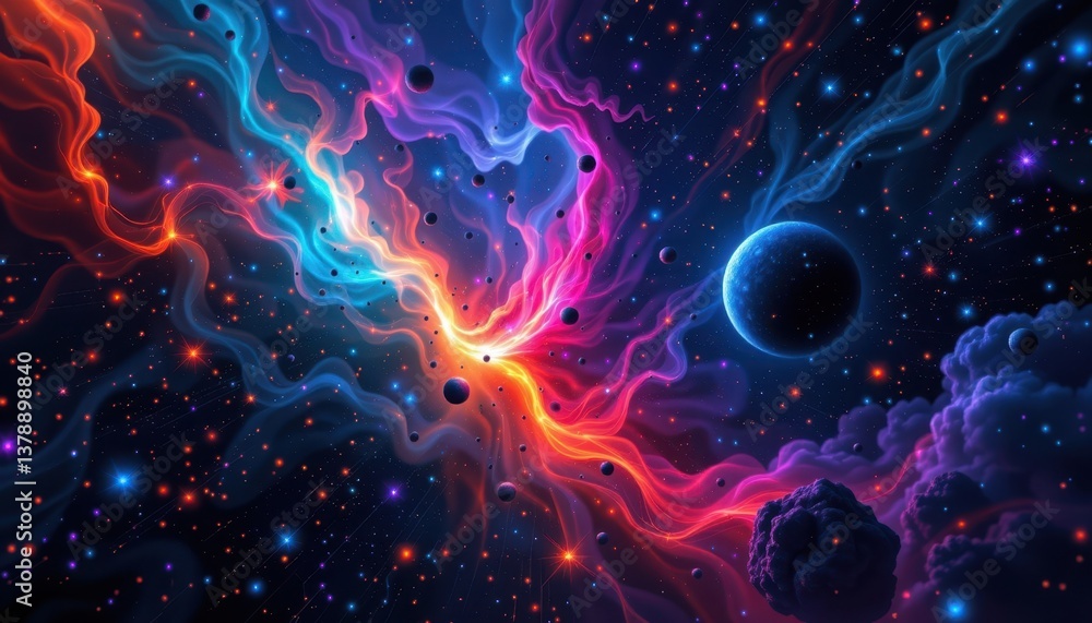 Cosmic Nebula A cosmic scene representing a colorful nebula with blended hues and star like dots, evoking a sense of wonder. Cosmic Nebula A cosmic scene representing a colorful nebula with blended hues and star like dots, evoking a sense of wonder.