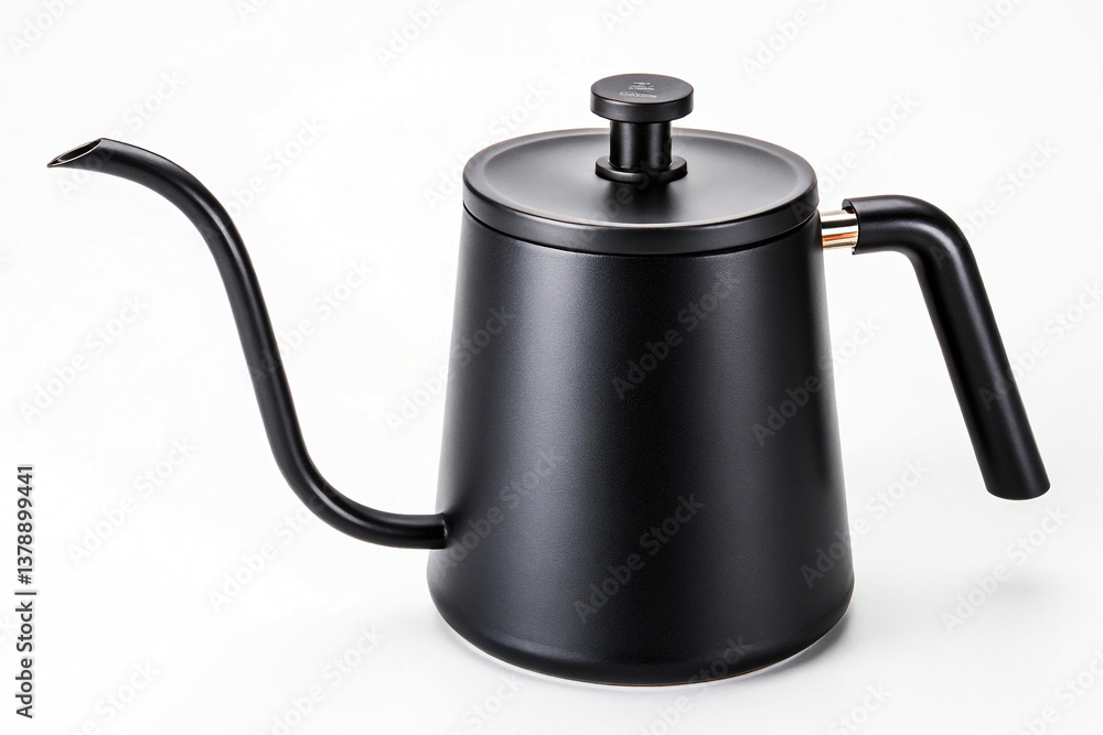 Sleek Black Gooseneck Kettle with Precise Curved Spout and Metal Lid for Perfect Coffee and Tea Brewing Sleek Black Gooseneck Kettle with Precise Curved Spout and Metal Lid for Perfect Coffee and Tea Brewing