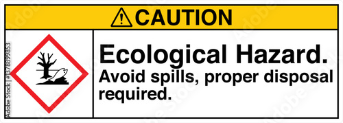 ANSI Z535 GHS Chemicals Label Health Hazard Ecological Hazard Avoid Spills Proper Disposal Required Horizontal