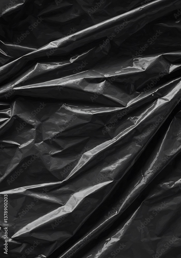 Obraz premium Dark dramatic folds of plastic film texture. AI Generated