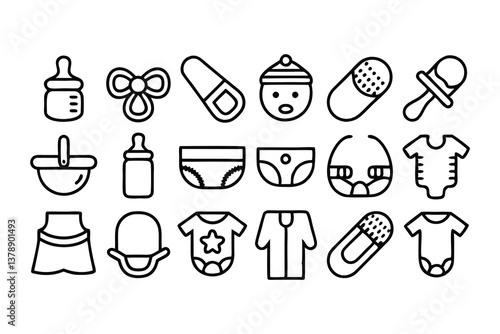 baby care icons seamless pattern isolated on white