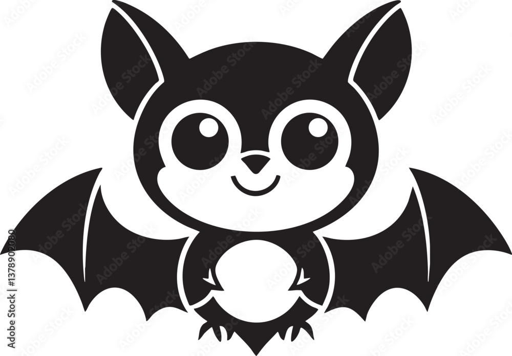 Fototapeta premium Cute Cartoon Bat Vector Outline