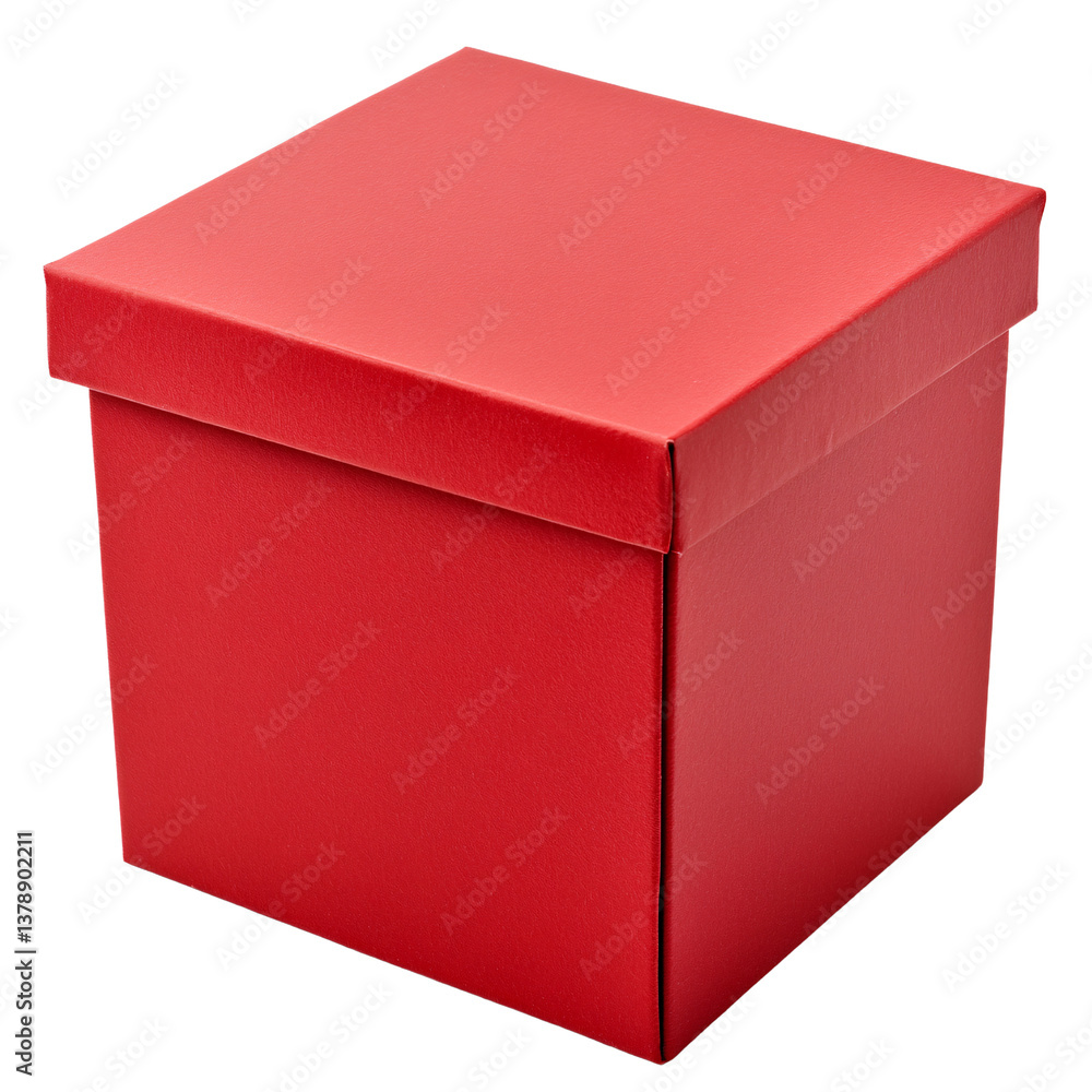 Vibrant red square gift box with lid on a transparent background, perfect for presents, celebrations, and special occasions Vibrant red square gift box with lid on a transparent background, perfect for presents, celebrations, and special occasions