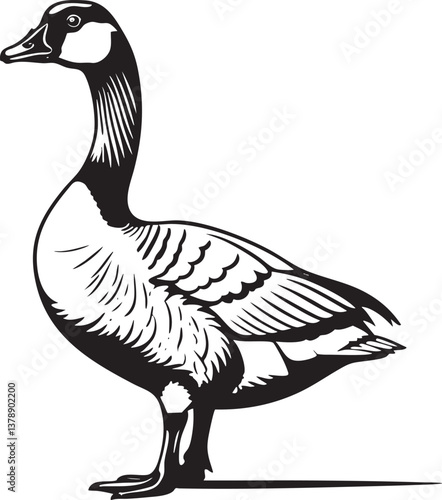 Goose Black Outline Vector 