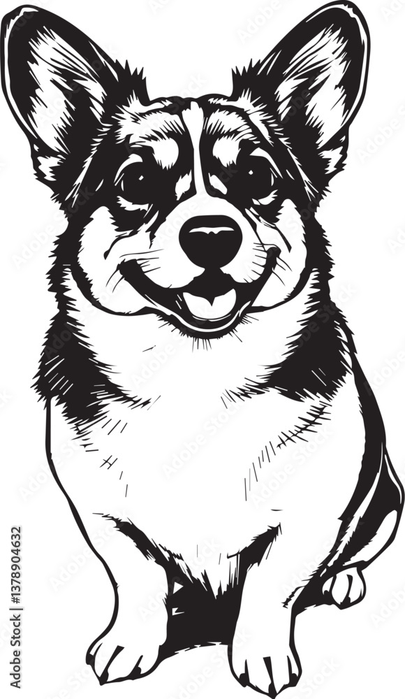 Corgi puppy. Hand drawn vector illustration Corgi puppy. Hand drawn vector illustration
