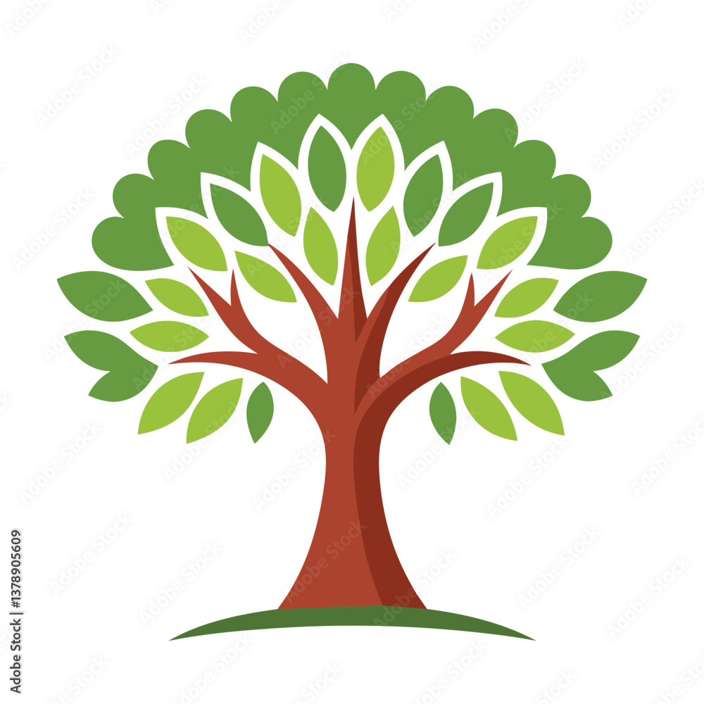 vector tree with green leaves vector tree with green leaves