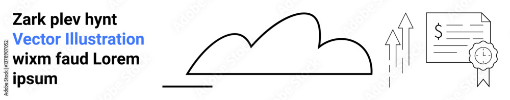 Cloud with upward arrows and certification document symbolizing progress, achievement, and growth. Ideal for business trends, cloud services, credentials, analytics, financial targets, innovation Cloud with upward arrows and certification document symbolizing progress, achievement, and growth. Ideal for business trends, cloud services, credentials, analytics, financial targets, innovation